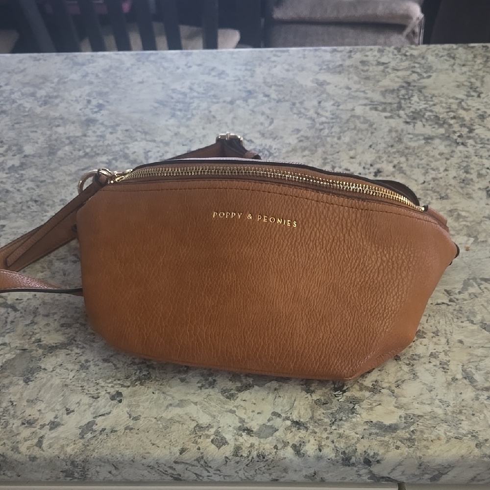Poppy & Peonies Tan Crossbody Bag